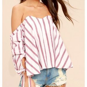 Off the shoulder striped top